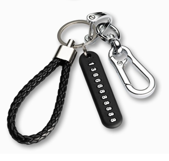 Metal car key chain pendant number plate woven leather rope key ring key chain accessories fashion car accessories