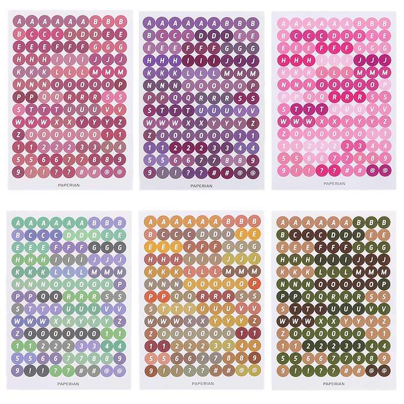 South Korea Goka colorful round English letters and numbers hand account stickers Goka stickers hand account material stationery stickers