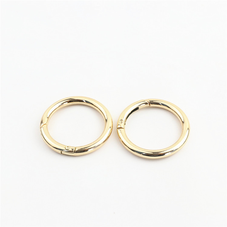 Inner diameter 3.2cm luggage accessories one inch 2 opening spring ring connection buckle opening ring bag with light gold and silver