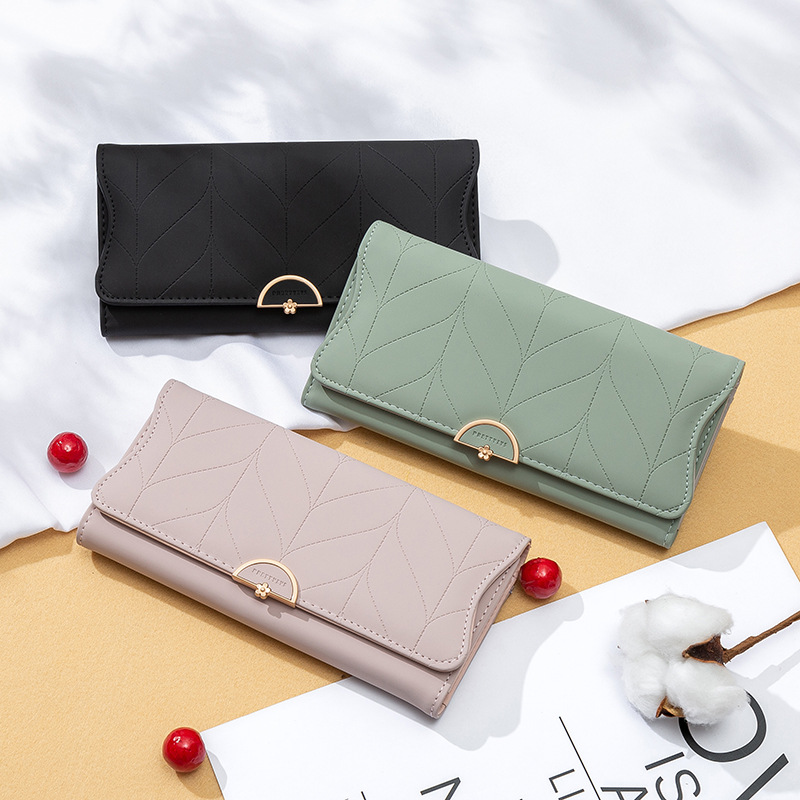 Prettyzys/Pruiti New Women's Long Wallet Fashion Buckle PU Small Fresh Clutch Leather Clutch