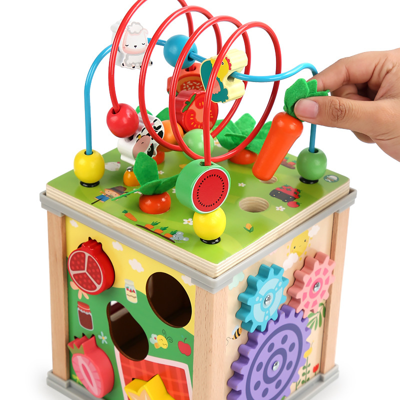 Children's wooden 10-in-1 treasure box multi-functional 7-in-1 educational early education shape color fun cognitive toys