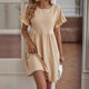 2024 Amazon European and American cross-border women's clothing foreign trade independent station New elegant round neck loose cotton and linen dress women