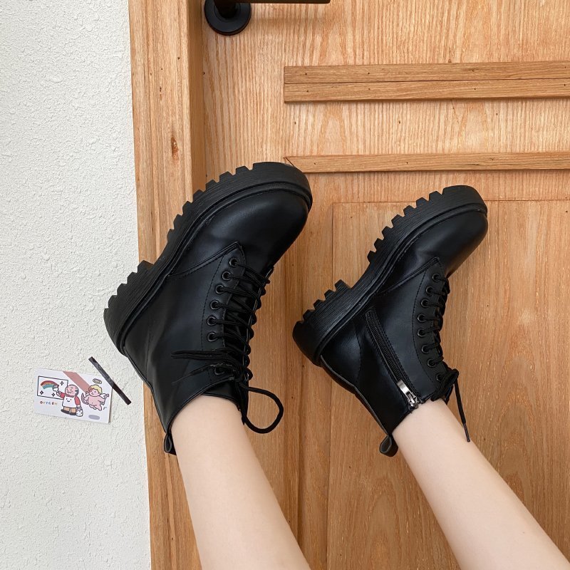 Thin Thin shoes Net red ins fashionable Martin boots for women Spring and Autumn new all-match Black single boots thin British style short boots