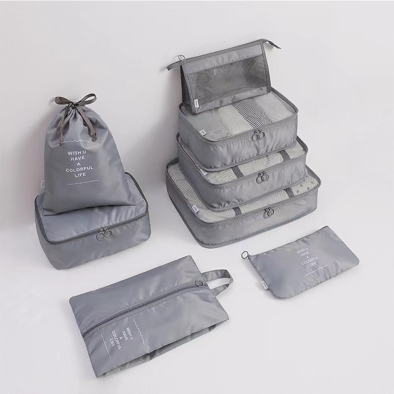 Amazon Explosions Twill Travel Storage Eight-Piece Set Travel Clothes Sorting Storage Bag Luggage Sorting