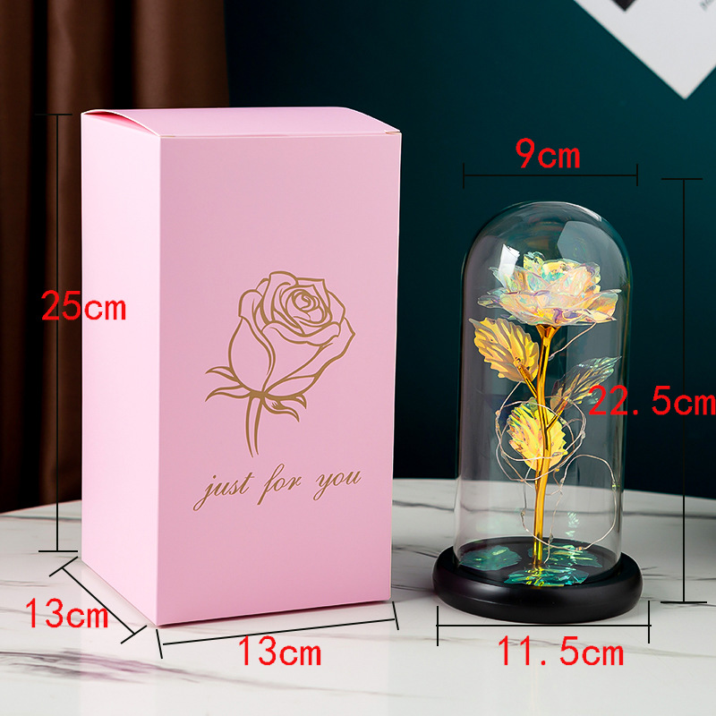Eternal Flower Glass Cover Gold Foil Rose Christmas Mother's Day Valentine's Day Birthday Gift Gifts Cross Border