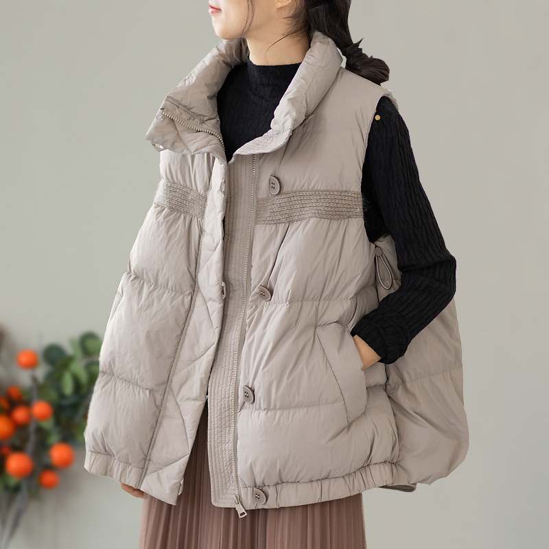 Down Vest Women's Korean Style Short Down Vest Women's White Duck Down Sleeveless Down Jacket External Vest Wholesale