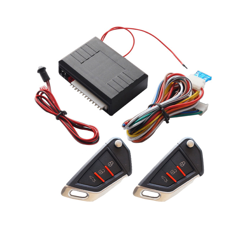 Cross-border English packaging 12V car remote control central lock keyless entry system with snap key to open the tail box