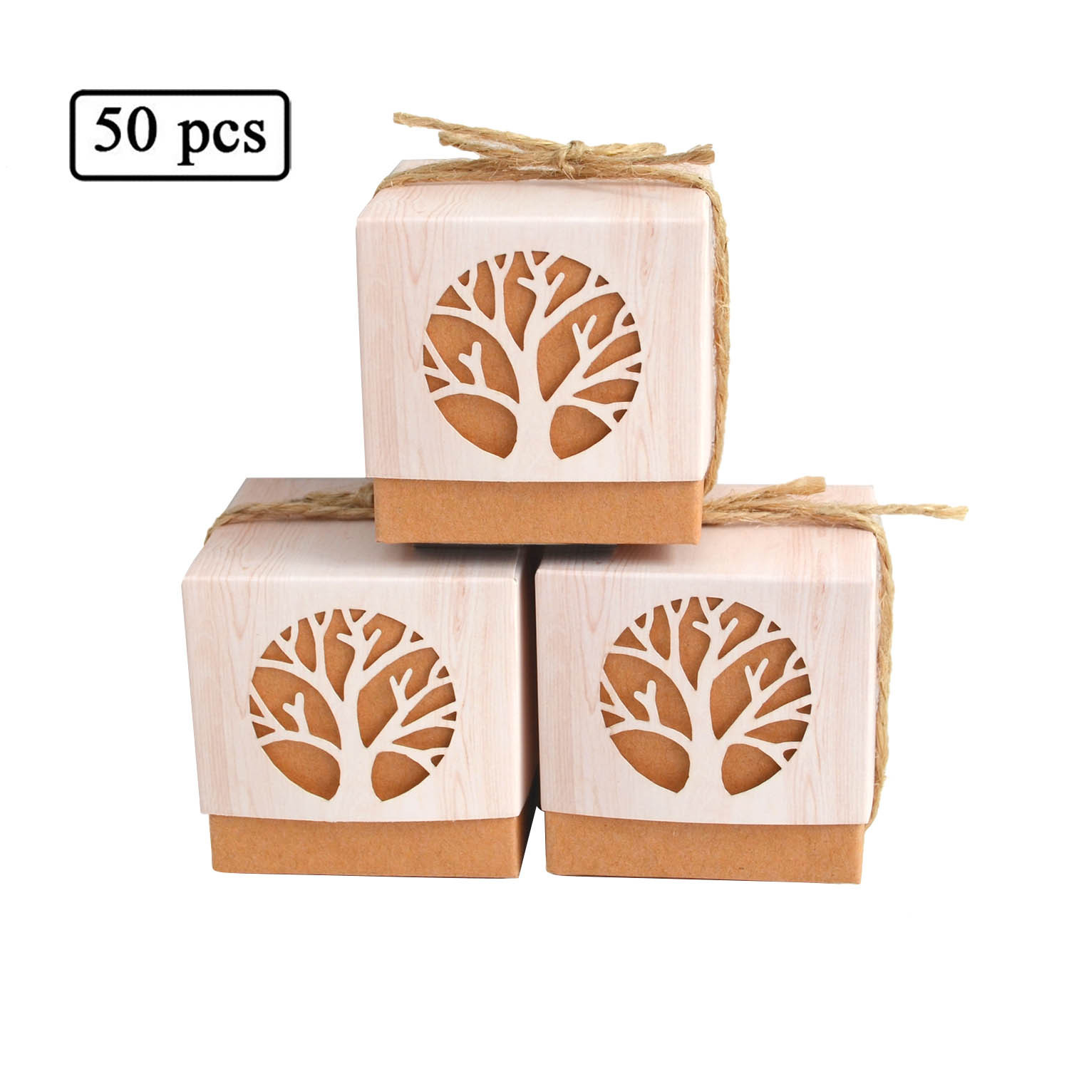 2022 vintage DIY Kraft paper box creative candy box hollow love tree candy box wedding candy box wholesale