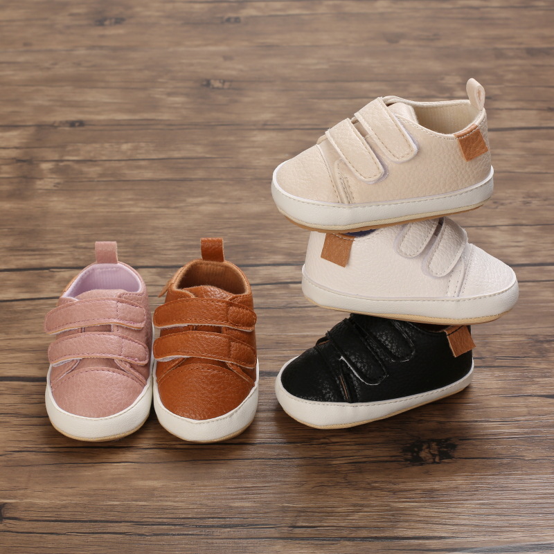 Spring and Autumn New 0-12 Months Soft Bottom Baby Shoes PU Top Low Top Baby Toddler Shoes