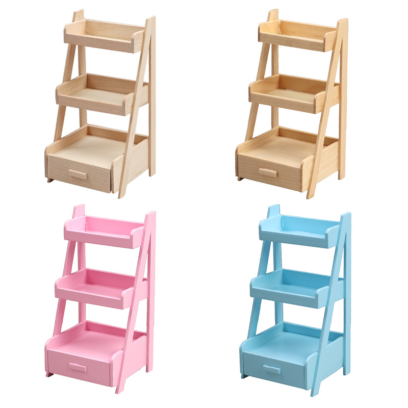1:12 doll house dollhouse mini furniture model micro scene three layer shelf miniature drawer flower rack