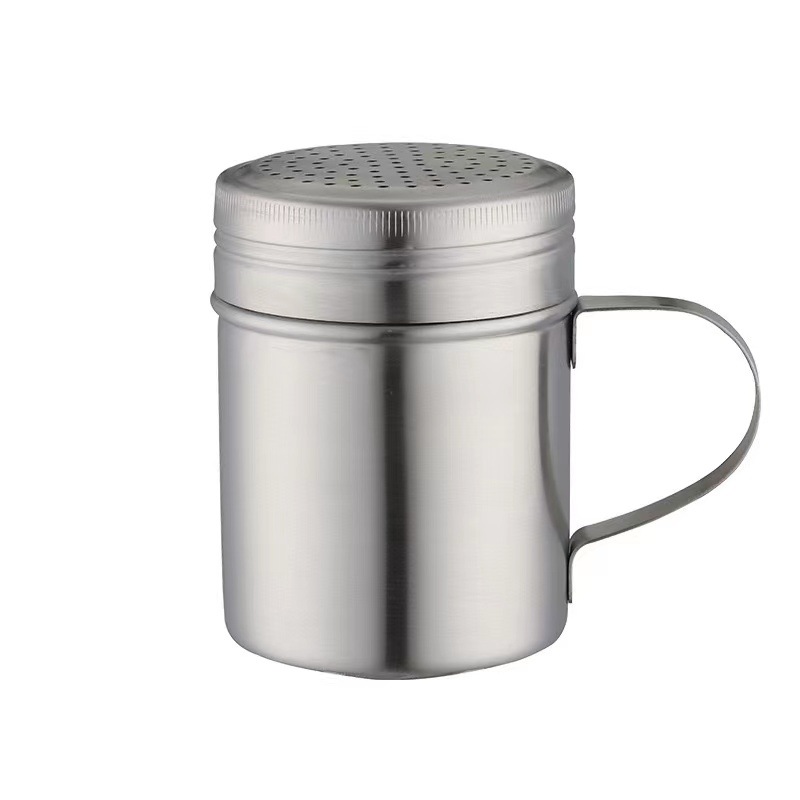 Amazon hot sale 304 stainless steel powder spreader matte 127-hole arc handle seasoning barbecue Jar Kitchen Supplies