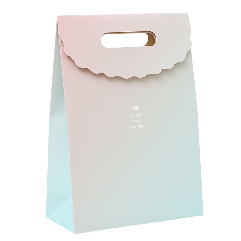 ins style two-color gradient gift bag clothing store handbag Mother's Day Valentine's Day paper bag Teacher's Day gift bag