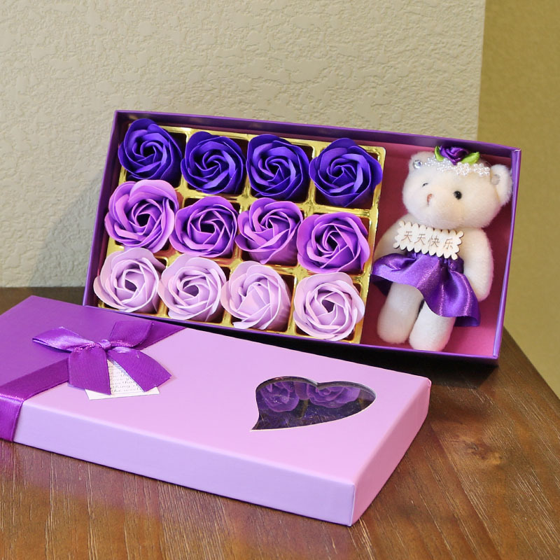 Bear Rose Soap Flower Gift Box Holiday Gift Accompanying Gift Activities Small Gift Practical Simulation Flower Factory Wholesale