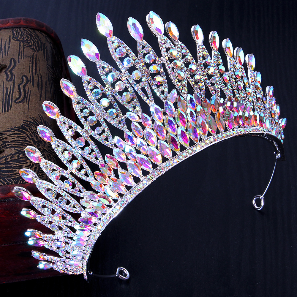 European and American luxury bridal inlaid rhinestone pageant headband alloy hair crown auto show model wedding dress foreign trade crown