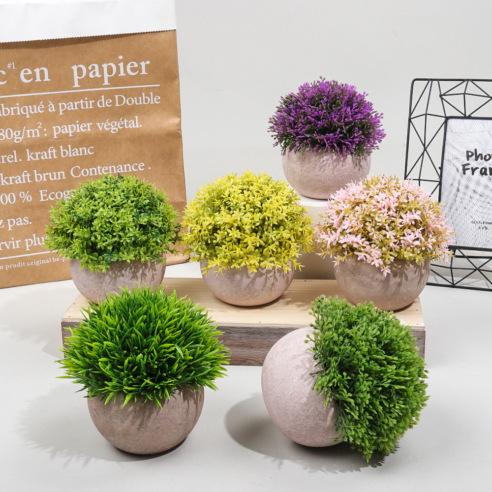 in stock ball pulp simulation potted retro home desktop simulation green plant TEMU Amazon SHEIN supply