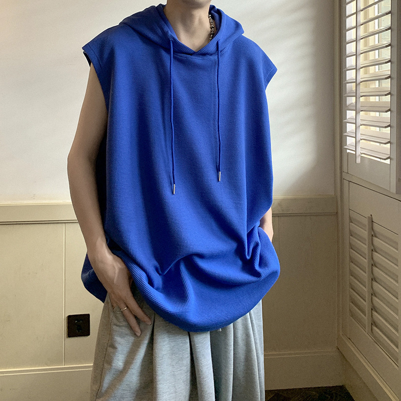 Hooded Vest Men's Summer Fashion Brand I High Street Loose Waistle Sleeveless Sweater Sports Fitness T-Shirt