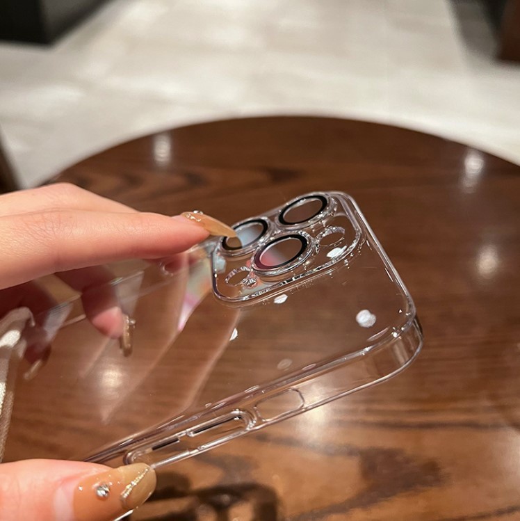 Suitable for iPhone16 Phone Case New Style with Glass Lens Film Apple 14 Transparent All-Covered Drop-Resistant Protective Case