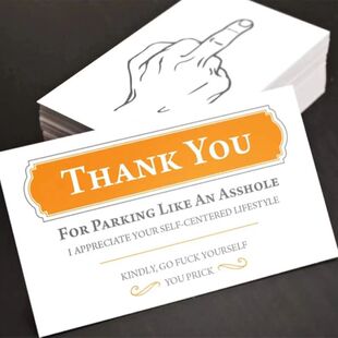 Fun Bad Parking Stickers Parking Violation reminder card middle finger card