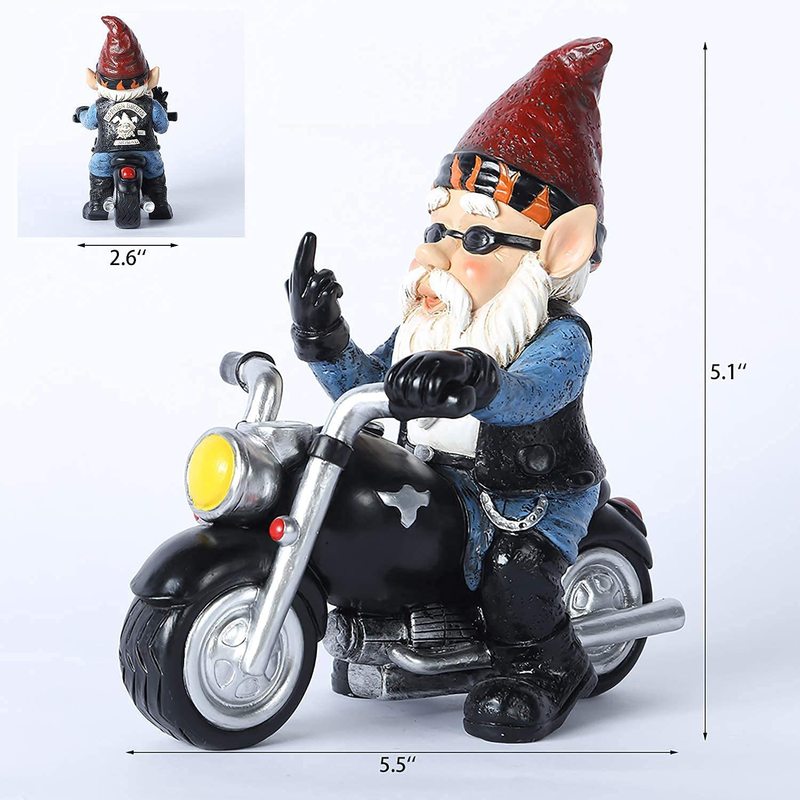 Wishクロスボーダー置物ガーデン置物小人乗りバイク樹脂工芸品小人白ひげ老人|undefined