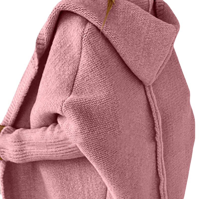 2025 New Hooded Knitwear Hat Collar Elegant Commuter Bat Soft Loose Back Stitching Sweater Sweater