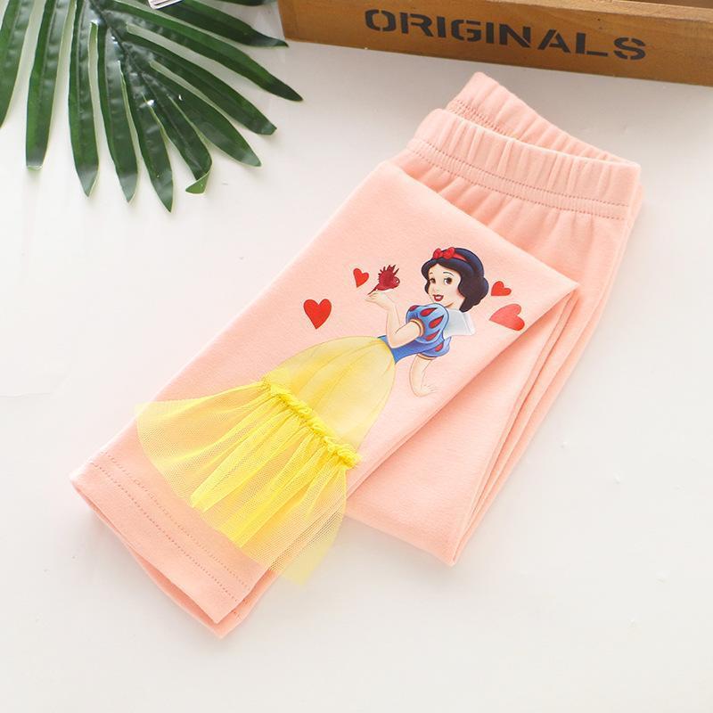 Girls Spring and Autumn New Children's Wear Baby Cartoon Princess Aisha Outer Wear Leggings Pants All-match Western Style Seven Points
