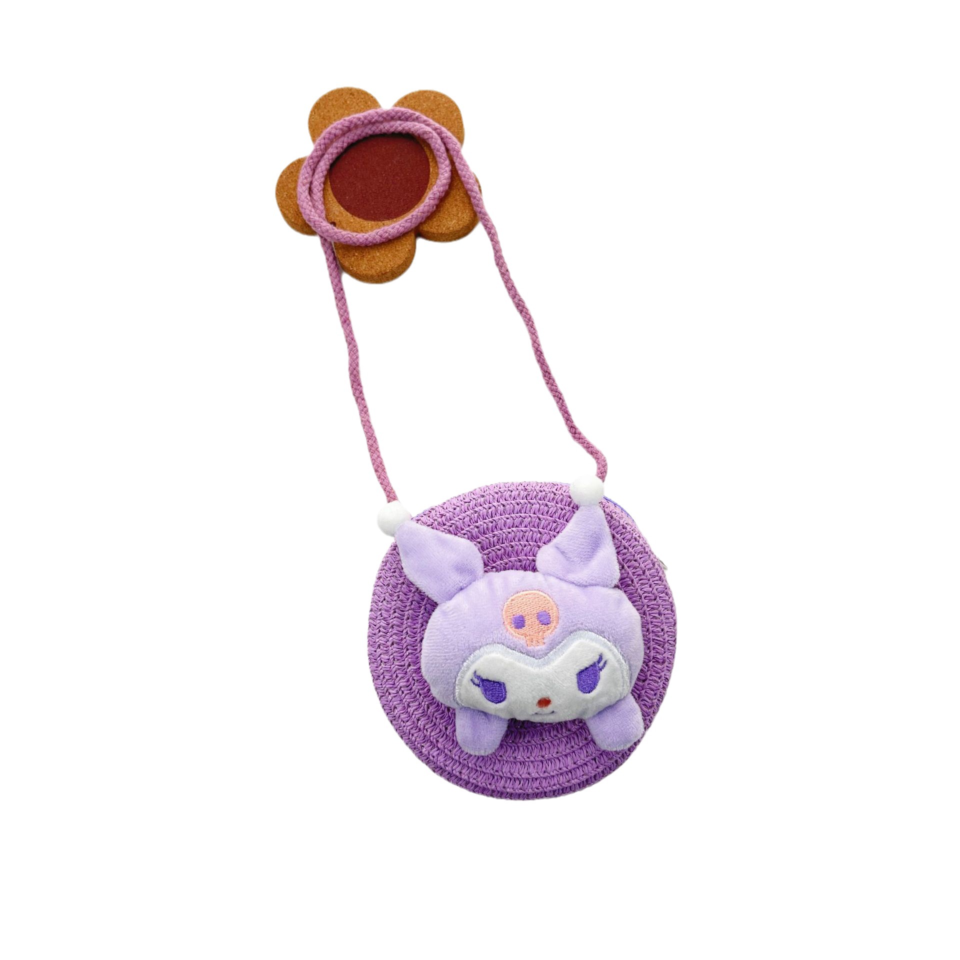 Children's bag Japanese cartoon small round bag straw big ears dog Bear girl boy crossbody change small bag