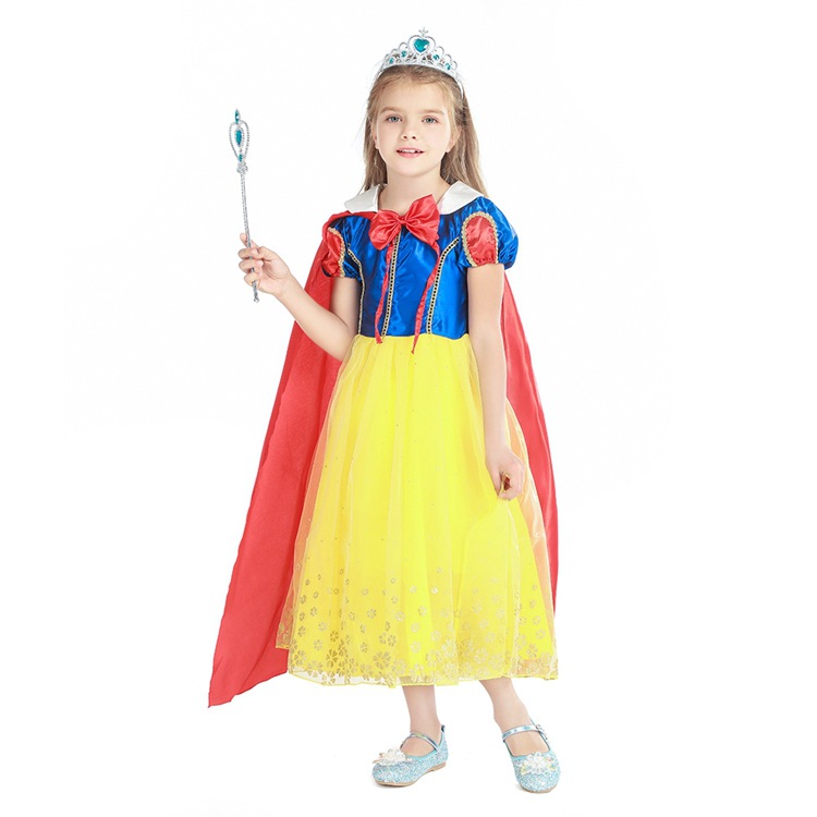 Halloween European and American Snow White Dress Cartoon Short-sleeved Red Cloak Dress Princess Bronzing Yarn Puffy Dress