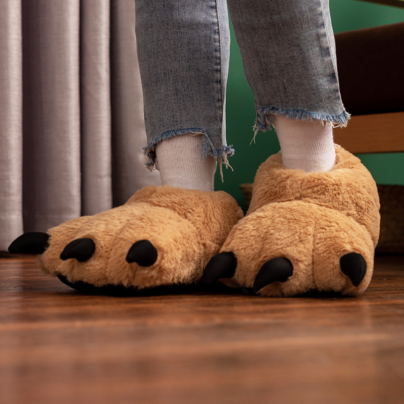 Cross-border new wholesale animal claw claw shoes Tiger dinosaur claw warm home cute cute plush toy slippers