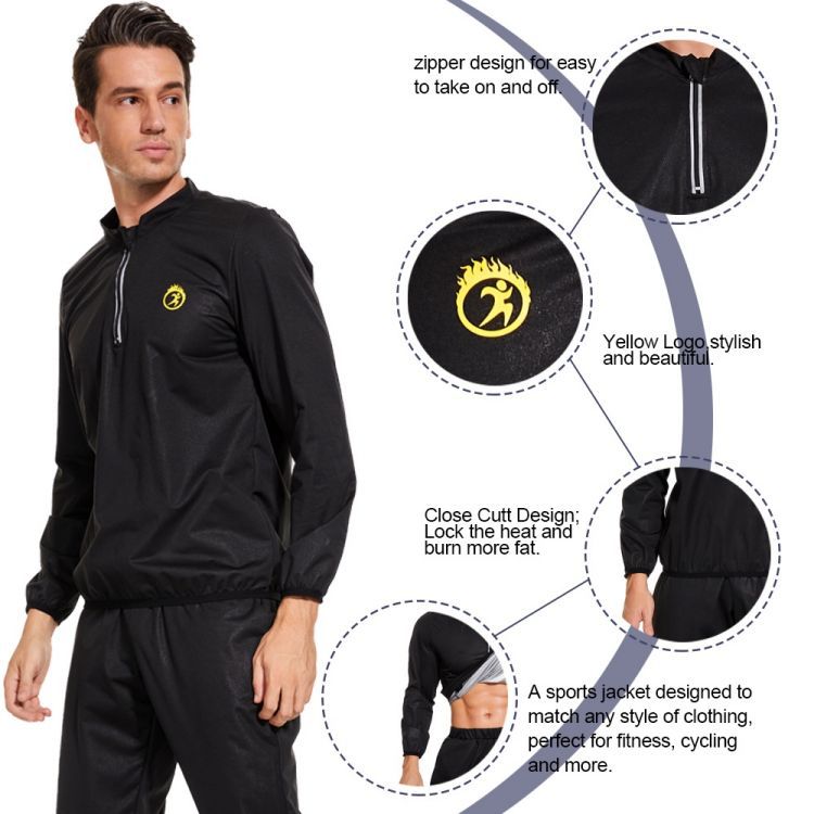 Sweat-breaking clothes men's pullover top sweat-reducing body weight-reducing sweat-breaking clothes plus size plus size sports running workout clothes sweat-wicking