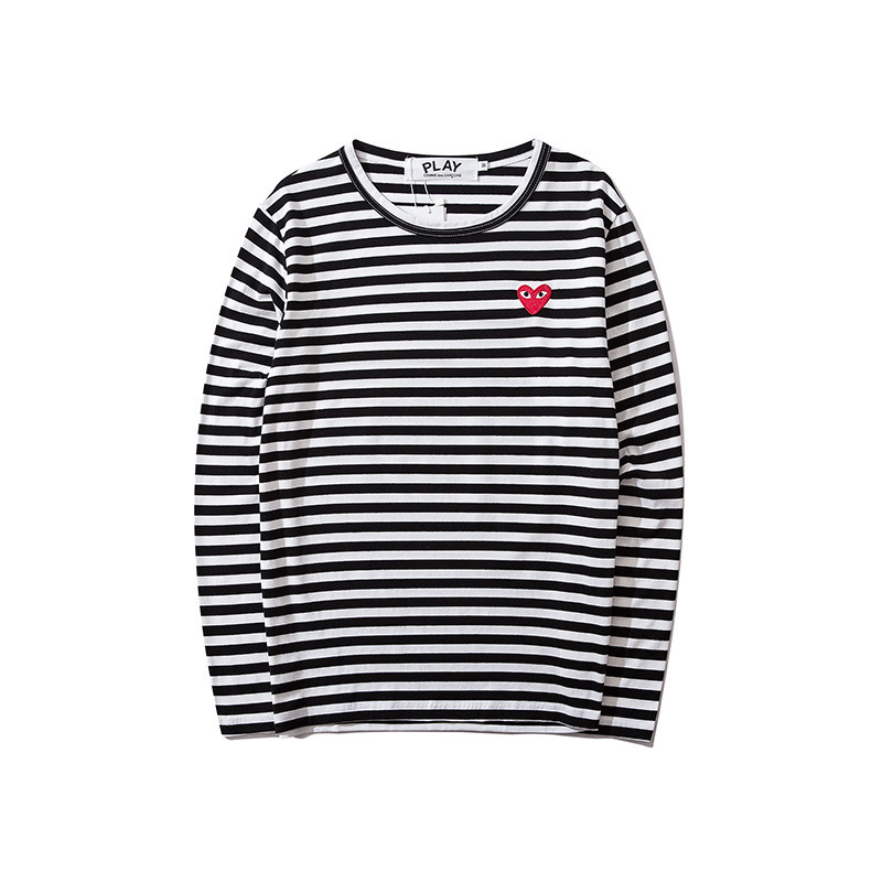 Cross-Border fashion brand new Japanese CJB play striped classic embroidery male and female couples all-match long sleeve top