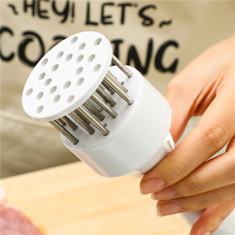 Household Stainless Steel Steak Hammer Loose Meat Needle Household Meat Tenderizer Hole Breaking Tendon Machine Beating Meat Hammer Buckle Meat Insert Meat Needle