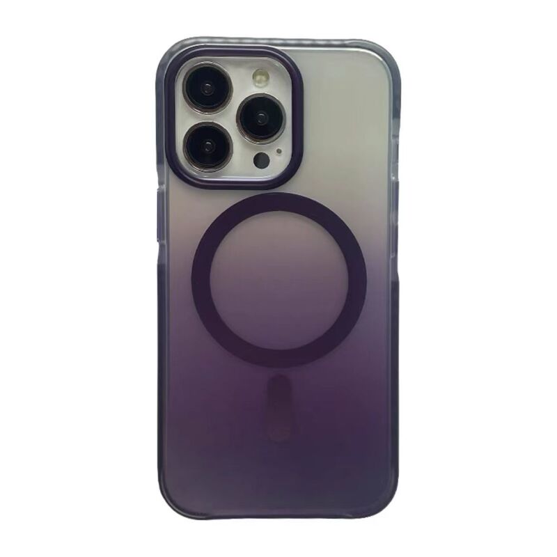 IPhone15promaxグラデーション半透携帯ケースアップル16マイクロフロスト磁気吸引ハードケース2色エアバッグを適用|undefined