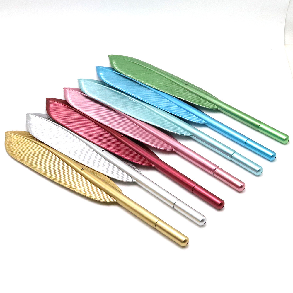 Japanese and Korean Creative Stationery Plastic Quill Pen Creative Advertising Gel Pen Feather Shape Cute Cartoon Pen Set logo