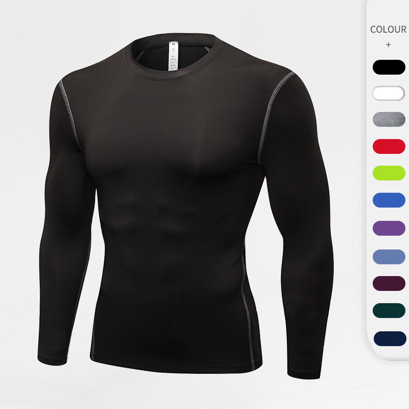 Men's Tight Training Pro Sports Fitness Running Long Sleeve Sweat Quick-dry Shirt T-shirt Clothes 1019