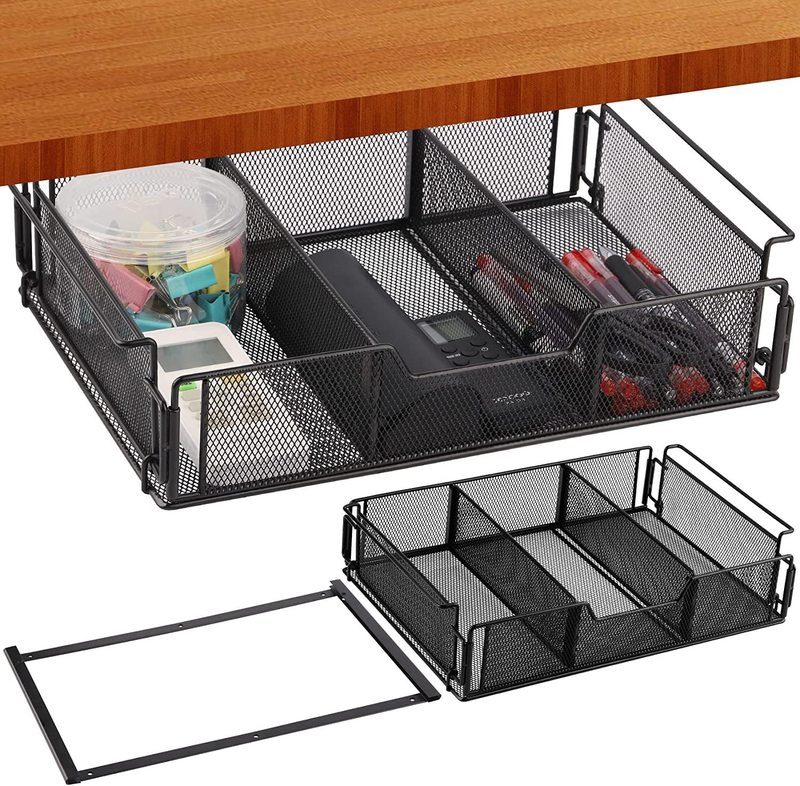 黒鉄線クラフトホームオフィス文具収納バスケット組立スタイルデスク引き出し下スタイル収納バスケット|undefined