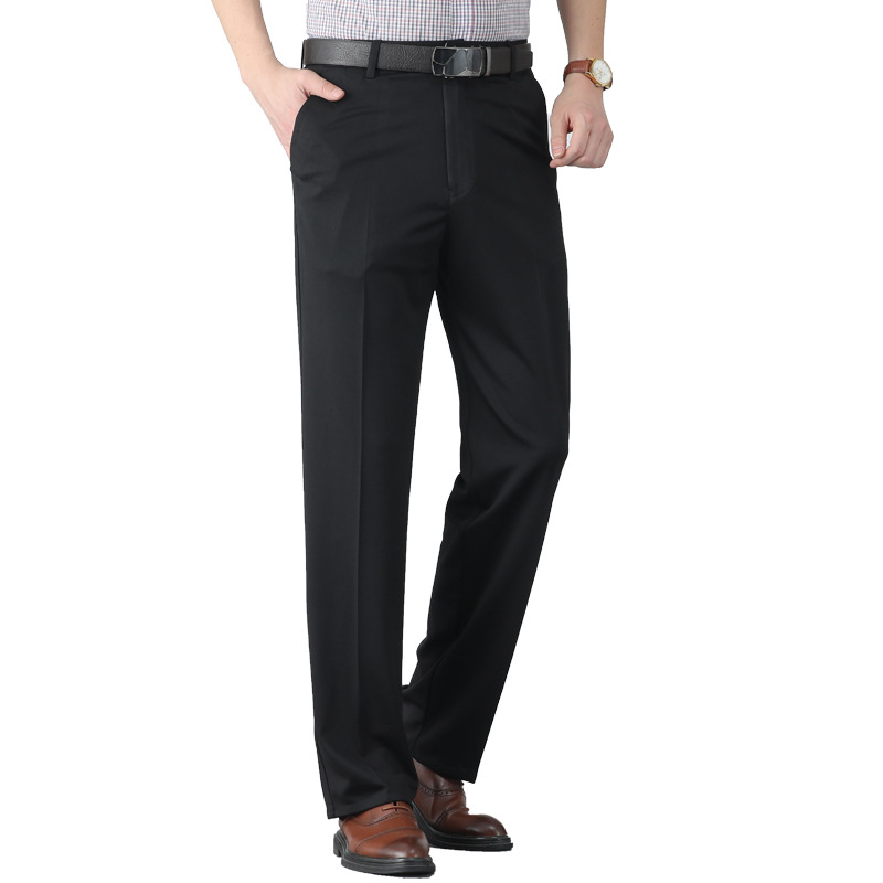 Ice Silk Quick-drying Summer Thin Western Pants Middle-aged Casual Pants High Waist Long Pants Middle-aged Men's Pants Stretch Dad's Suit