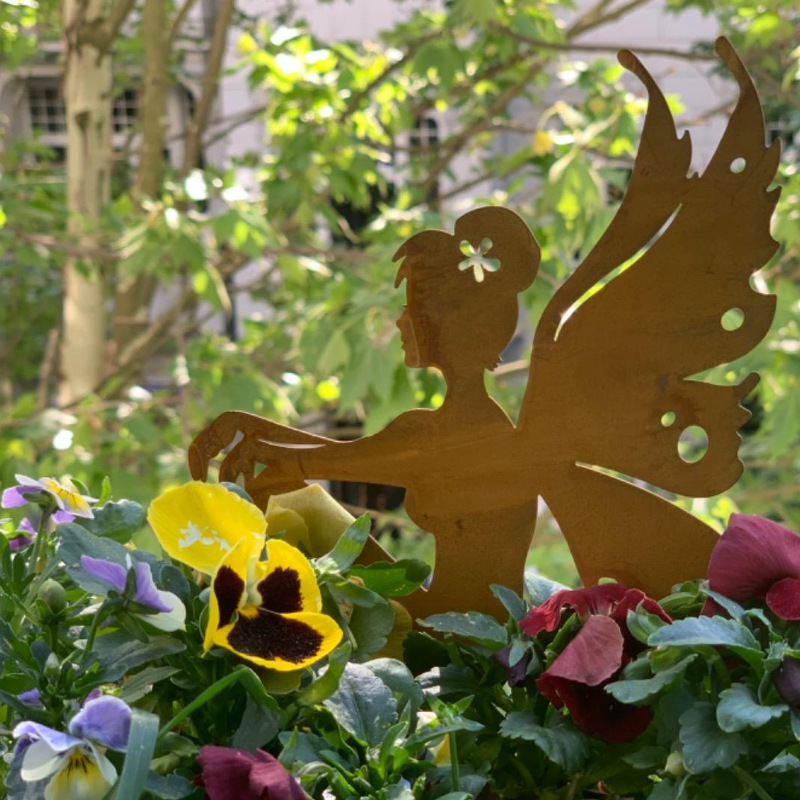 Outdoor Courtyard Ornaments Garden Elf Flower Fairy Decoration Metal Cutting Iron Silhouette Pendulum Independent Station Explosions