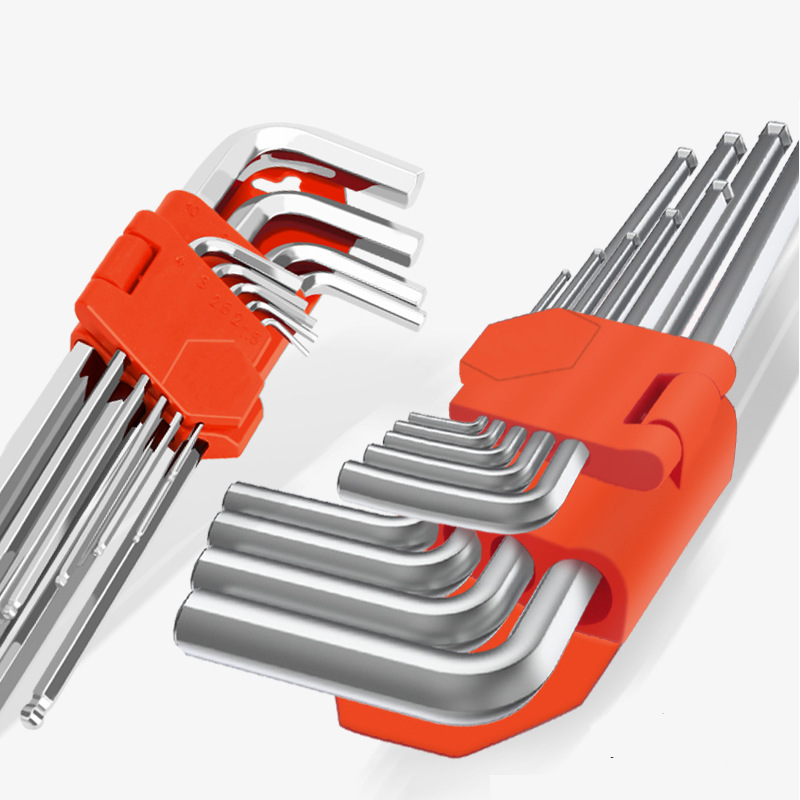 Factory direct supply 9-piece ball head Allen wrench L-type hexagonal wrench household maintenance tool set wrench