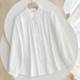 Chinese Style Artistic Retro Solid Color Shirt Women's 2024 Spring and Autumn New Cotton and Linen Ruffled Long Sleeve Cardigan Top