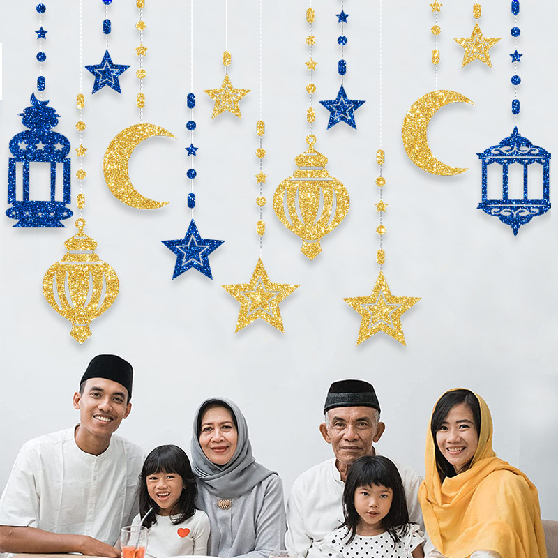 New Cross-border Middle East Festival Lent Party Decoration Stars and Moon Hanging Ornaments Moon Festival Atmosphere Arrangement Flower Hanging Ornaments