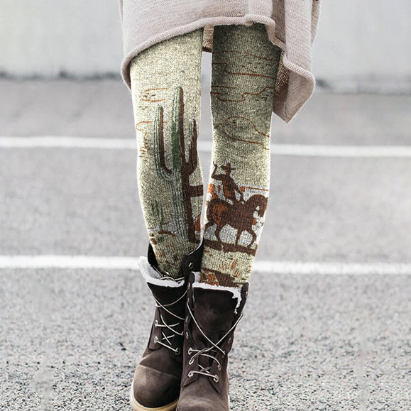 wish Amazon AliExpress cross-border European and American Foreign Trade women's multi-color printed elastic all-match bottoming pants