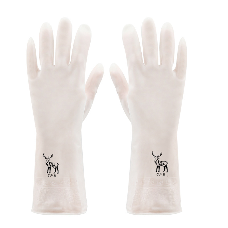 Kitchen dishwashing gloves women's white waterproof mop laundry gloves household cleaning gloves plastic rubber gloves