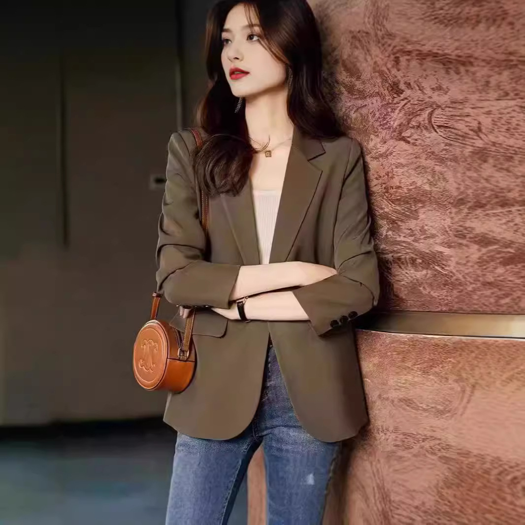 Spring 2024 New Casual All-match Slim-fit Slim-fit Loose Elegant Full of Small Men Suit Coat Black