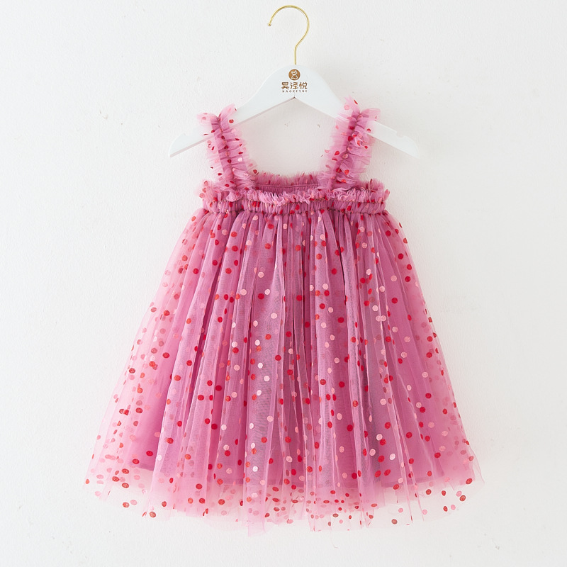 INS children's dress summer new strap girl dress dot sweet gauze dress children's dress Princess dress wholesale