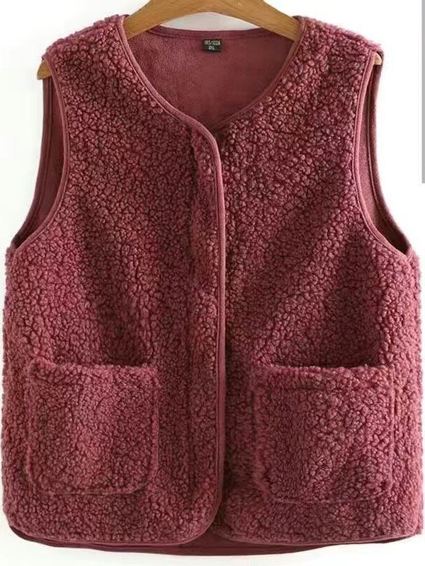 Lamb plush vest for women 2023 new spring and autumn Korean style white matching women's waistcoat outer vest vest coat