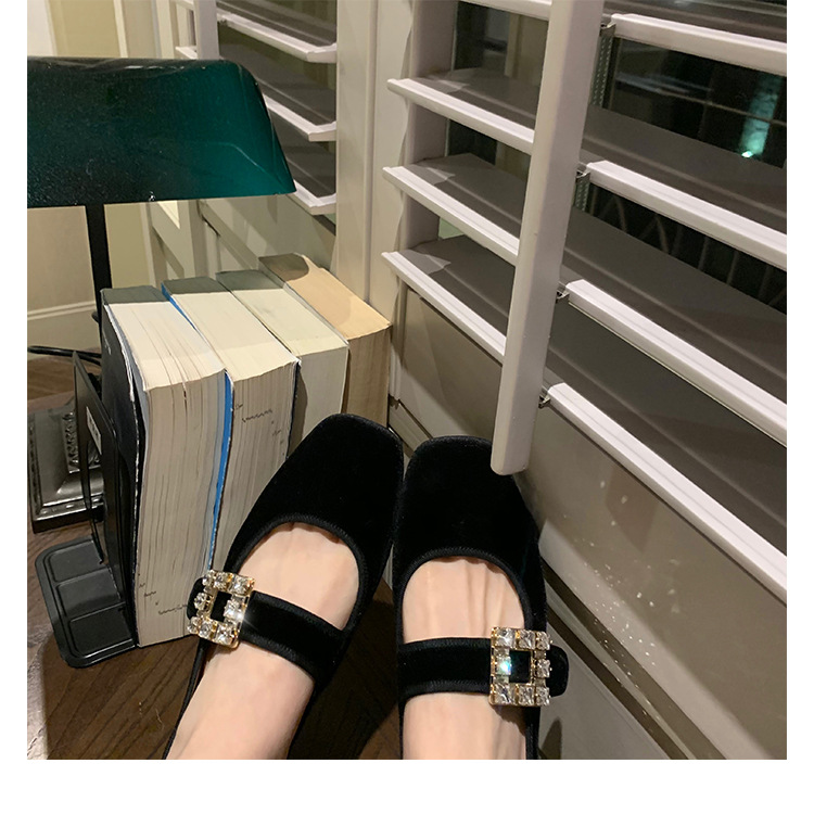 Grape mom Studiolee autumn and winter New Square head rhinestone square buckle with flat bottom Mary Jane shoes for women
