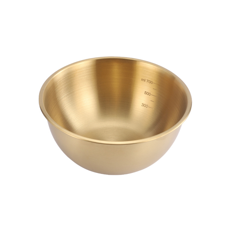 Stainless Steel Cold Noodles Bowl High Color Value Scaled Household Fruit Salad Bowl Mixed Rice Bowl Instagram Style Korean Style Tableware