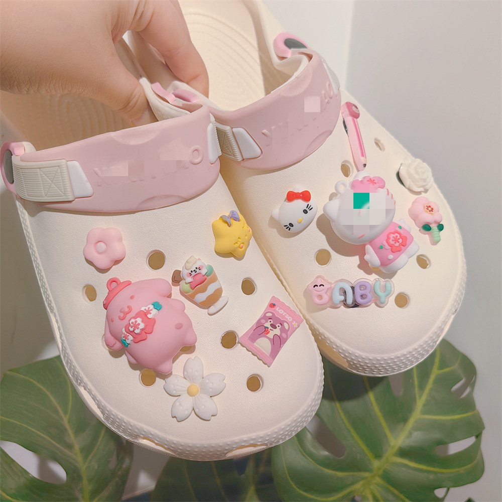 New Cartoon white dog planet soft rubber doll hole shoes shoes flower accessories DIY decoration detachable three-dimensional children