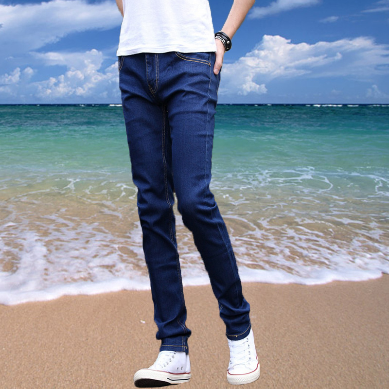 Korean version of summer thin men's jeans loose feet youth leisure trend stretch casual long pants wholesale