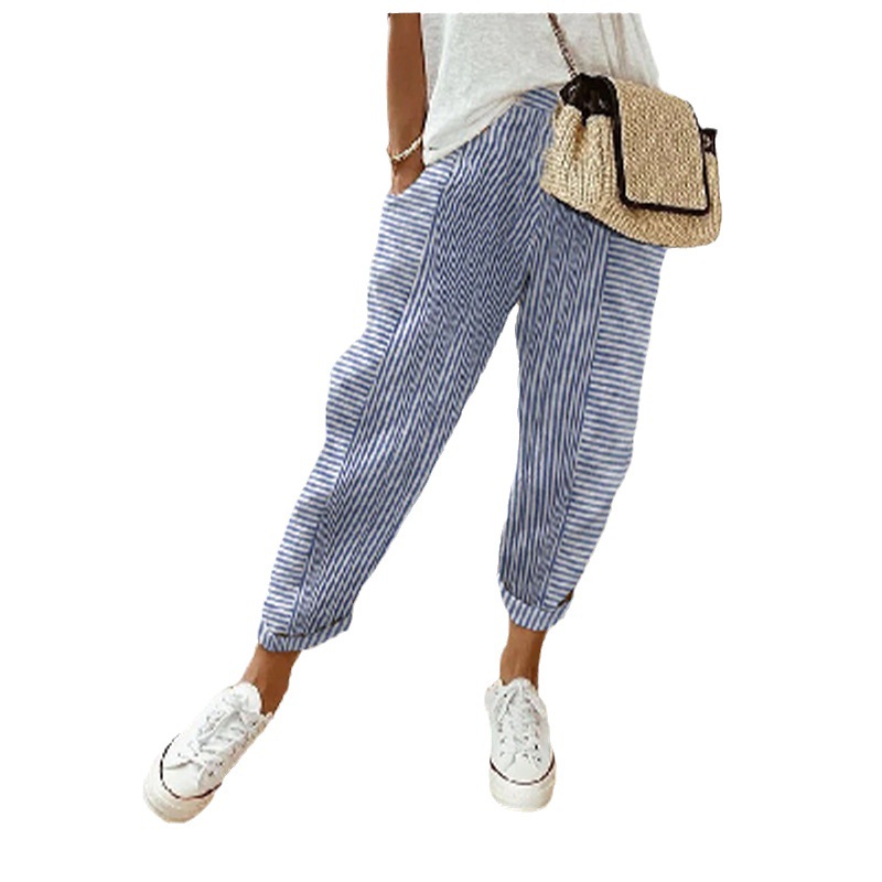 2023 Summer New Woven Jacquard Stripe Patchwork Design Loose Casual Pants for Children